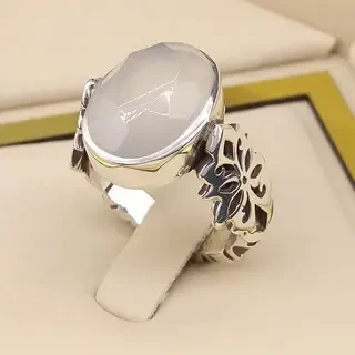 انگشتر نقره مردانه عقیق یمنی نباتی کد S2310