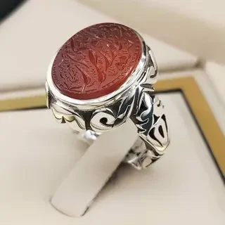 انگشتر نقره مردانه عقیق یمنی خطی کد S2313