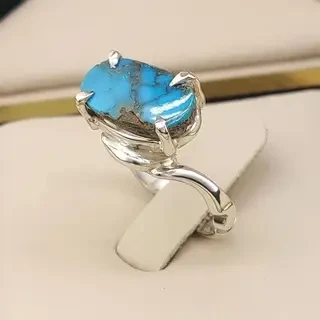 انگشتر نقره زنانه فیروزه نیشابوری کد S2331