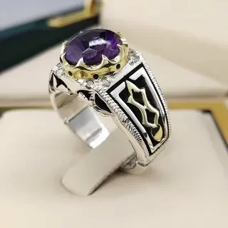 انگشتر نقره مردانه آمیتیست کد S2339