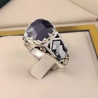 انگشتر نقره مردانه یاقوت کبود کد S2346