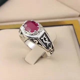 انگشتر نقره مردانه یاقوت سرخ آفریقایی کد S2348