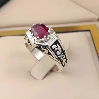 انگشتر نقره مردانه یاقوت سرخ آفریقایی کد S2349