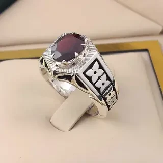 انگشتر نقره مردانه گارنت کد S2350