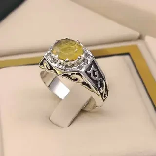 انگشتر نقره مردانه یاقوت زرد کد S2362