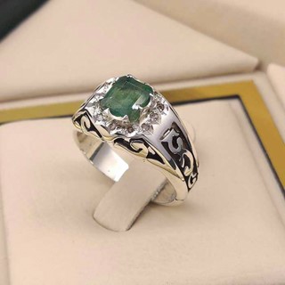 انگشتر نقره مردانه زمرد زامبیا کد S2363