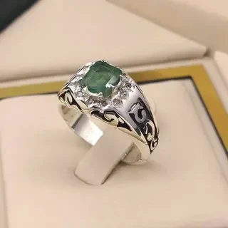 انگشتر نقره مردانه زمرد زامبیا کد S2363