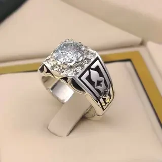 انگشتر نقره مردانه موزنایت ( الماس روسی ) کد S2364
