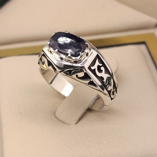 انگشتر نقره مردانه یاقوت کبود کد S2366