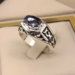 انگشتر نقره مردانه یاقوت کبود کد S2366
