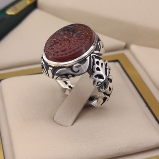 انگشتر نقره مردانه عقیق یمنی خطی کد S2369