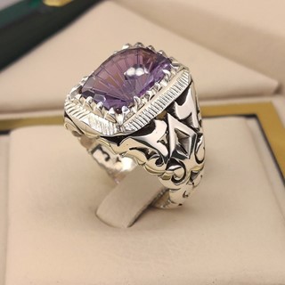 انگشتر نقره مردانه آمیتیست کد S2371