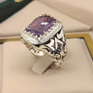 انگشتر نقره مردانه آمیتیست کد S2371