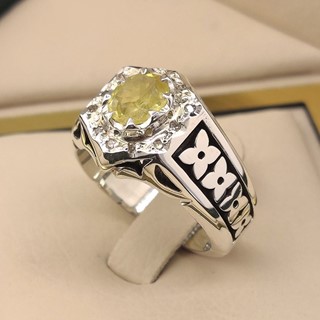 انگشتر نقره مردانه یاقوت زرد کد S2372