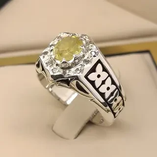 انگشتر نقره مردانه یاقوت زرد کد S2372