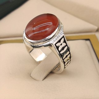 انگشتر نقره مردانه عقیق یمنی سرخ کد S2382