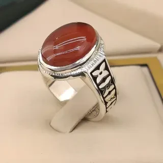 انگشتر نقره مردانه عقیق یمنی سرخ کد S2382