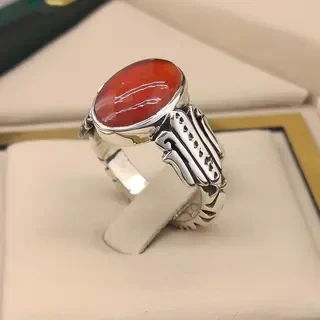 انگشتر نقره مردانه عقیق یمنی سرخ کد S2386