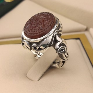 انگشتر نقره مردانه عقیق یمنی خطی کد S2388