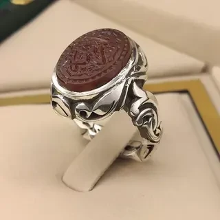 انگشتر نقره مردانه عقیق یمنی خطی کد S2388