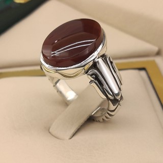 انگشتر نقره مردانه عقیق یمنی سرخ کد S2390