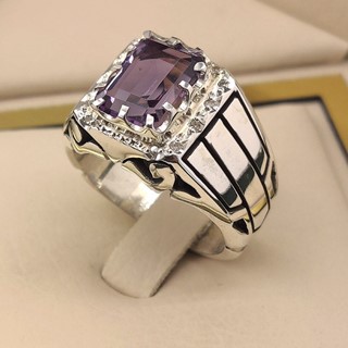 انگشتر نقره مردانه آمیتیست کد S2393