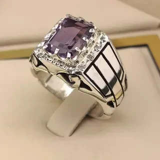 انگشتر نقره مردانه آمیتیست کد S2393