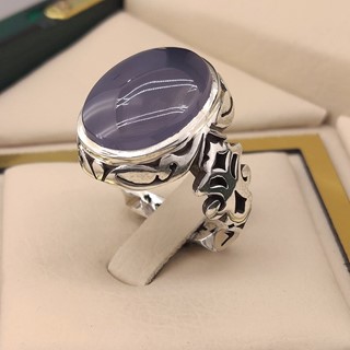 انگشتر نقره مردانه عقیق یمنی کبود کد S2395