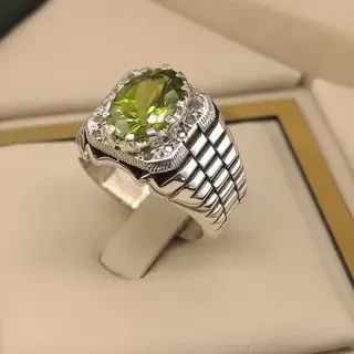 انگشتر نقره مردانه زبرجد کد S2398