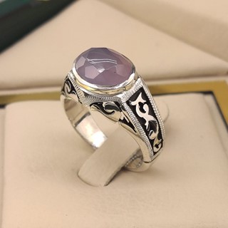 انگشتر نقره مردانه عقیق یمنی کبود کد S2401