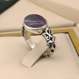 انگشتر نقره مردانه عقیق یمنی کبود کد S2405