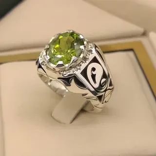 انگشتر نقره مردانه زبرجد کد S2407