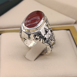 انگشتر نقره مردانه عقیق یمنی سرخ کد S2408