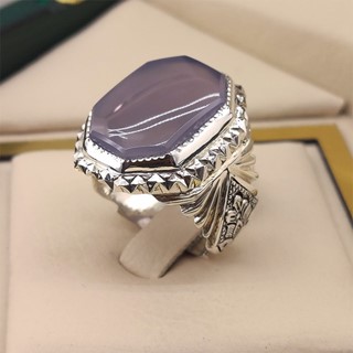 انگشتر نقره مردانه عقیق یمنی کبود کد S2411