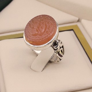 انگشتر نقره مردانه عقیق یمنی خطی کد S2414