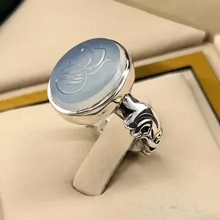 انگشتر نقره مردانه عقیق یمنی نباتی خطی کد S2416