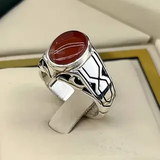 انگشتر نقره مردانه عقیق یمنی سرخ کد S2422