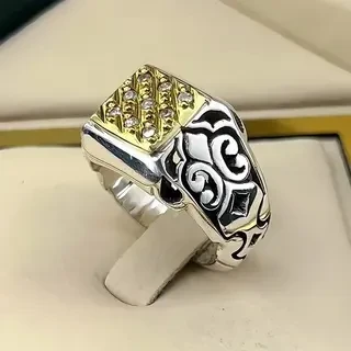 انگشتر نقره مردانه الماس کد S2423