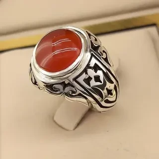 انگشتر نقره مردانه عقیق یمنی سرخ کد S2426