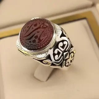 انگشتر نقره مردانه عقیق یمنی خطی کد S2430