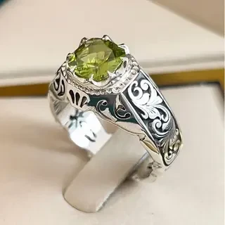 انگشتر نقره مردانه زبرجد کد S2431