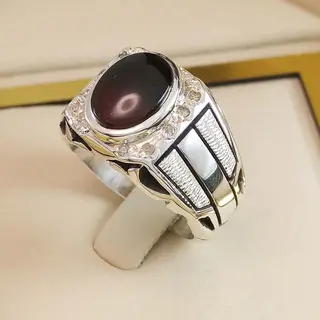 انگشتر نقره مردانه عقیق یمنی سرخ کد S2480