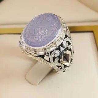 انگشتر نقره مردانه عقیق یمنی خطی کد S2484