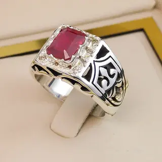 انگشتر نقره مردانه یاقوت سرخ کد S2485