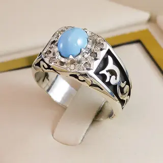 انگشتر نقره مردانه فیروزه نیشابور طبیعی کد S2487