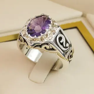 انگشتر نقره مردانه آمیتیست کد S2490