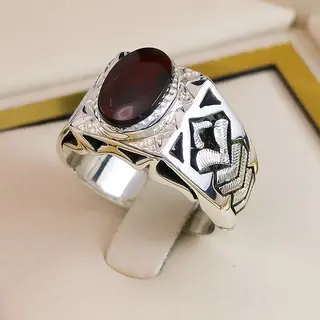 انگشتر نقره مردانه عقیق یمنی سرخ کد S2492