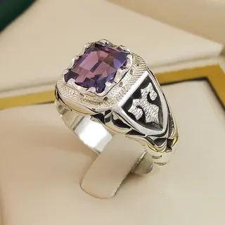 انگشتر نقره مردانه آمیتیست کد S2497