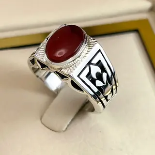 انگشتر نقره مردانه عقیق یمنی کد S2503
