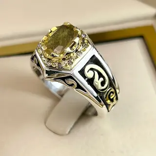 انگشتر نقره مردانه یاقوت زرد کد S2507